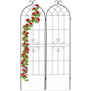 Relaxdays Garden Trellis, Set of 2, 180 x 50 cm, Support for Climbing Plants, Decorative, Rose Frame, Iron, Black Relaxdays Garden Trellis, Set of 2, 180 x 50 cm, Support for Climbing Plants, Decorative, Rose Frame, Iron, Black