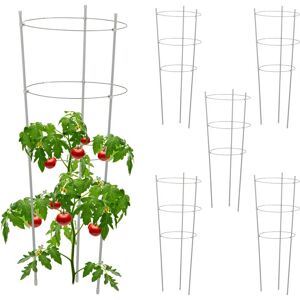 Relaxdays Garden Trellis Set of 6, Metal & Plastic, HxØ: 76x28 cm, 3 Adjustable Rings, Tomatoes & Climbing Plants, Grey Relaxdays Garden Trellis Set of 6, Metal & Plastic, HxØ: 76x28 cm, 3 Adjustable Rings, Tomatoes & Climbing Plants, Grey