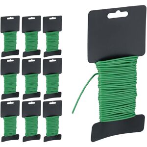 Relaxdays - Set of 10 Garden Wires, 10m Length, ø 2.5mm, Plastic Coated, for Plants, Soft Flower Support and Fixing, Green Relaxdays - Set of 10 Garden Wires, 10m Length, ø 2.5mm, Plastic Coated, for Plants, Soft Flower Support and Fixing, Green