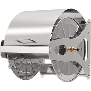 Relaxdays hose reel, stainless steel, for 40 m 1/2" hose, wall-mount, H x W x D: 31 x 40 x 36 cm, silver Relaxdays hose reel, stainless steel, for 40 m 1/2" hose, wall-mount, H x W x D: 31 x 40 x 36 cm, silver