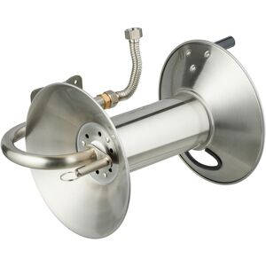 Relaxdays - Hose Reel, Stainless Steel, Wall-Mounted Hosepipe Holder, 27 x 47 x 35 cm, Garden & Patio, Watering, Silver Relaxdays - Hose Reel, Stainless Steel, Wall-Mounted Hosepipe Holder, 27 x 47 x 35 cm, Garden & Patio, Watering, Silver