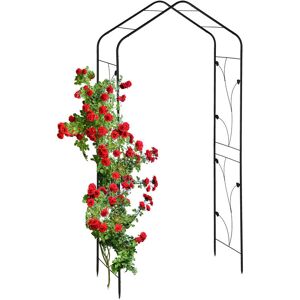 Relaxdays Metal Rose Arch, Garden Arbour, HxWxD: 213 x 106 x 41 cm, Sturdy Climbing Support for Plants, Black Relaxdays Metal Rose Arch, Garden Arbour, HxWxD: 213 x 106 x 41 cm, Sturdy Climbing Support for Plants, Black