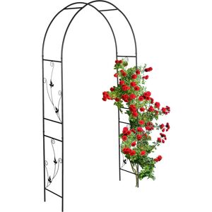Relaxdays Metal Rose Arch, Garden Arbour, HxWxD: 227 x 114 x 37 cm, Rounded, Climbing Support for Plants, Black Relaxdays Metal Rose Arch, Garden Arbour, HxWxD: 227 x 114 x 37 cm, Rounded, Climbing Support for Plants, Black