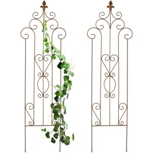 Relaxdays Metal Trellis, Set of 2, Vintage Design, HxW: 116 x 35 cm, Climbing Support for Plants, Push-In Stake, Brown Relaxdays Metal Trellis, Set of 2, Vintage Design, HxW: 116 x 35 cm, Climbing Support for Plants, Push-In Stake, Brown