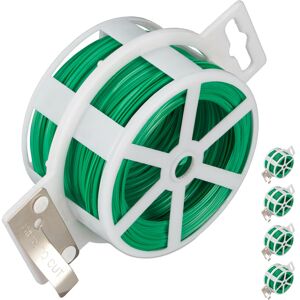 Relaxdays Pack Of 5 Garden Wire 50m, Plastic Coated Twist tie, For Plants, Reel With Cutter, Rust-free, Green Relaxdays Pack Of 5 Garden Wire 50m, Plastic Coated Twist tie, For Plants, Reel With Cutter, Rust-free, Green