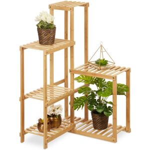 Relaxdays - Plant Stand, 6 Shelves, Wheels, Flower Rack, Corner, h x w x d: 101 x 62 x 62 cm, Bamboo, Natural Relaxdays - Plant Stand, 6 Shelves, Wheels, Flower Rack, Corner, h x w x d: 101 x 62 x 62 cm, Bamboo, Natural