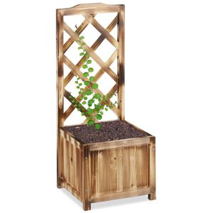 Relaxdays Planter Box with Trellis, Weatherproof, Wooden, Balcony, Garden Bed, Wine, 90 cm Lattice, Flamed Relaxdays Planter Box with Trellis, Weatherproof, Wooden, Balcony, Garden Bed, Wine, 90 cm Lattice, Flamed