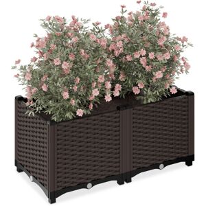 Relaxdays Planter, Rattan Look, HWD: 38 x 80 x 40 cm, Garden Plant & Flower Pot, Raised Bed, with Water Reservoir, Brown Relaxdays Planter, Rattan Look, HWD: 38 x 80 x 40 cm, Garden Plant & Flower Pot, Raised Bed, with Water Reservoir, Brown