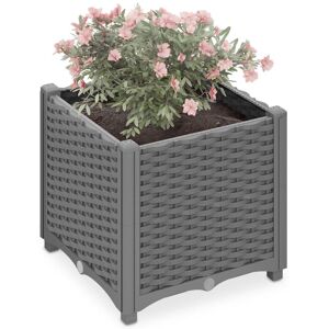 Relaxdays Planter, Rattan Look, HWD: 38 x 40 x 40 cm, Garden Plant & Flower Pot, Raised Bed, with Water Reservoir, Grey Relaxdays Planter, Rattan Look, HWD: 38 x 40 x 40 cm, Garden Plant & Flower Pot, Raised Bed, with Water Reservoir, Grey