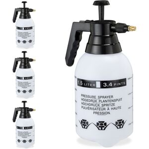 Relaxdays Set of 4 Pressure Garden Sprayers, Adjustable Brass Nozzle, Watering Can, Pest Control, 1.5 Capacity, Black Relaxdays Set of 4 Pressure Garden Sprayers, Adjustable Brass Nozzle, Watering Can, Pest Control, 1.5 Capacity, Black