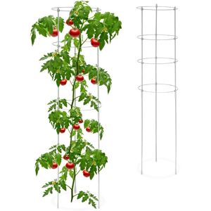 Relaxdays Set of 2 Plants Supports, Gardening, Tomato Trellis, Metal & Plastic, HxØ: 120x30cm, 4 Adjustable Rings, Grey Relaxdays Set of 2 Plants Supports, Gardening, Tomato Trellis, Metal & Plastic, HxØ: 120x30cm, 4 Adjustable Rings, Grey