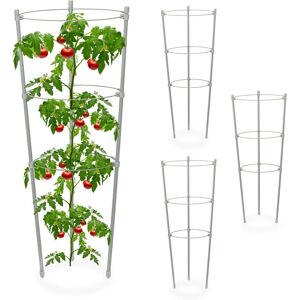 Relaxdays Set of 4 Plants Supports, Gardening, Tomato Trellis, Metal & Plastic, HxØ: 45x22 cm, 3 Adjustable Rings, Grey Relaxdays Set of 4 Plants Supports, Gardening, Tomato Trellis, Metal & Plastic, HxØ: 45x22 cm, 3 Adjustable Rings, Grey