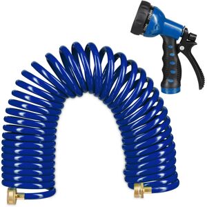 Relaxdays - Spiral Hose, with Spray Head, Extends up to 10 m, Flexible Coil Hosepipe, 7 Settings, Patio & Garden, Blue Relaxdays - Spiral Hose, with Spray Head, Extends up to 10 m, Flexible Coil Hosepipe, 7 Settings, Patio & Garden, Blue