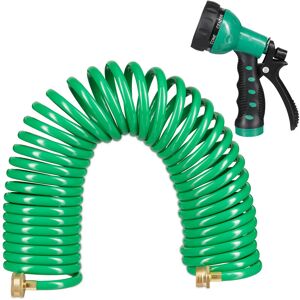 Relaxdays Spiral Hose, with Spray Head, Extends up to 10 m, Flexible Coil Hosepipe, 7 Settings, Patio & Garden, Green Relaxdays Spiral Hose, with Spray Head, Extends up to 10 m, Flexible Coil Hosepipe, 7 Settings, Patio & Garden, Green