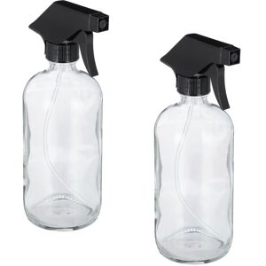 Relaxdays - Set of 2 Glass Spray Bottles, 500 ml, Refillable, Nozzle with Mist & Stream, Hair Care & Cleaning, Transparent Relaxdays - Set of 2 Glass Spray Bottles, 500 ml, Refillable, Nozzle with Mist & Stream, Hair Care & Cleaning, Transparent