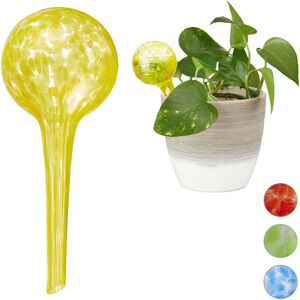 Relaxdays Set of 10 Watering Globes, Regulated Irrigation for Plants & Flowers, Office & Holiday Aid, Glass, Yellow Relaxdays Set of 10 Watering Globes, Regulated Irrigation for Plants & Flowers, Office & Holiday Aid, Glass, Yellow