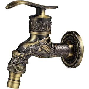 MEMKEY Retro Brass Wall Mounted Faucet, G1/2" Outdoor Garden Faucet, Antique Brass Faucet, Vintage Wall Mounted Faucet, Antique Copper Dragon Carved Faucet MEMKEY Retro Brass Wall Mounted Faucet, G1/2" Outdoor Garden Faucet, Antique Brass Faucet, Vintage Wall Mounted Faucet, Antique Copper Dragon Carved Faucet