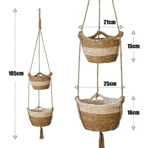WOIYIC Seagrass Hanging Planter Basket, 2 Size Woven Flower Pot Indoor Outdoor - Flower Pots Cover Storage Basket Plant Containers (Beige) WOIYIC Seagrass Hanging Planter Basket, 2 Size Woven Flower Pot Indoor Outdoor - Flower Pots Cover Storage Basket Plant Containers (Beige)