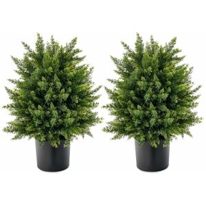 Costway - Set of 2 50cm Artificial Cedar Topiary Ball Tree Faux Shrub Brush Potted Tree Costway - Set of 2 50cm Artificial Cedar Topiary Ball Tree Faux Shrub Brush Potted Tree