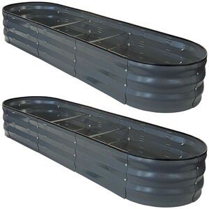Selections - Set of 2 x Large Metal Oval Raised Vegetable Bed in Dark Grey (170cm) Selections - Set of 2 x Large Metal Oval Raised Vegetable Bed in Dark Grey (170cm)