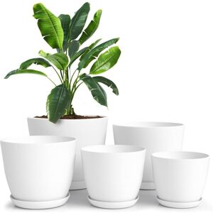 BEIJIYI Set of 5 18/17/15/13/12cm Flower Pots with Saucers for Kitchen Balcony Garden Plants Indoor Nursery Flower Pots White. BEIJIYI Set of 5 18/17/15/13/12cm Flower Pots with Saucers for Kitchen Balcony Garden Plants Indoor Nursery Flower Pots White.