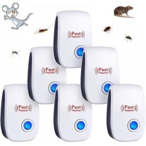 MCBOSON Set of 6 Ultrasonic Pest Repellers for Indoor Use, Anti-Mosquitoes, Mice, Cockroaches, Spiders, and Insects MCBOSON Set of 6 Ultrasonic Pest Repellers for Indoor Use, Anti-Mosquitoes, Mice, Cockroaches, Spiders, and Insects