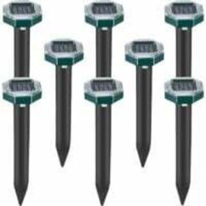 SNQ Set of 8 solar-powered ultrasonic repellent spikes for moles, snakes and voles, for lawns, gardens and yards, sardine repellent SNQ Set of 8 solar-powered ultrasonic repellent spikes for moles, snakes and voles, for lawns, gardens and yards, sardine repellent