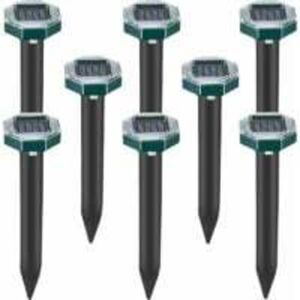 TORMATOR Set of 8 solar-powered ultrasonic repellent spikes for moles, snakes and voles, for lawns, gardens and yards, sardine repellent, TORMATOR Set of 8 solar-powered ultrasonic repellent spikes for moles, snakes and voles, for lawns, gardens and yards, sardine repellent,