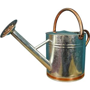 Selections - Silver & Copper Trim Metal Watering Can with Rose (9 Litre) Selections - Silver & Copper Trim Metal Watering Can with Rose (9 Litre)
