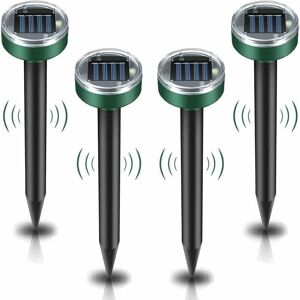 TEHTUY Solar-powered mole repellent, 4-piece ultrasonic pest repellent - Mole control with IP65 waterproof rating, garden mole repellent TEHTUY Solar-powered mole repellent, 4-piece ultrasonic pest repellent - Mole control with IP65 waterproof rating, garden mole repellent