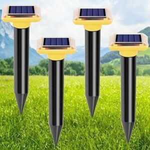 Solar-Powered Ultrasonic Mole Repellent, 4-Piece Set, IP66 Waterproof, Waterproof, Ultrasonic Snake Repellent, Rodent Repellent Solar-Powered Ultrasonic Mole Repellent, 4-Piece Set, IP66 Waterproof, Waterproof, Ultrasonic Snake Repellent, Rodent Repellent