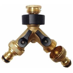 Alwaysh - Solid Brass 2-Way Hose Splitter 2-Way Hose Connector with On/Off Valves, Tap and 3/4' Outlets, Use up to 2 hoses at a time Alwaysh - Solid Brass 2-Way Hose Splitter 2-Way Hose Connector with On/Off Valves, Tap and 3/4' Outlets, Use up to 2 hoses at a time