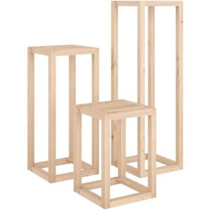 vidaXL Plant Stand Set 3 Piece Garden Holder Flower Stand Solid Wood Pin vidaXL Plant Stand Set 3 Piece Garden Holder Flower Stand Solid Wood Pin