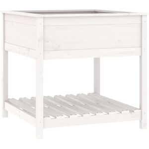 vidaXL White Solid Wood Pine Planter with Shelf - Planter - White - 82.5x82.5x81 cm vidaXL White Solid Wood Pine Planter with Shelf - Planter - White - 82.5x82.5x81 cm