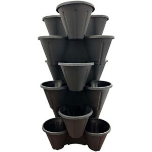 STORM TRADING GROUP 6 x Black Strawberry Tri-Pot Stacking Planters For Flowers & Plants STORM TRADING GROUP 6 x Black Strawberry Tri-Pot Stacking Planters For Flowers & Plants