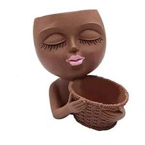 TLILY Two-In-One Flowerpot,Cute Lady Face Plant Pots, Suitable for Indoor Outdoor Plants Succulent TLILY Two-In-One Flowerpot,Cute Lady Face Plant Pots, Suitable for Indoor Outdoor Plants Succulent
