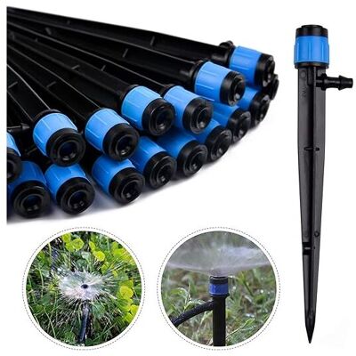 Linghhang - 100pcs (Blue) Irrigation Dripper, 360 Degree Adjustable Micro Sprinkler for 1/4 (4-6mm) Irrigation Tube, for Garden Greenhouse Lawn Linghhang - 100pcs (Blue) Irrigation Dripper, 360 Degree Adjustable Micro Sprinkler for 1/4 (4-6mm) Irrigation Tube, for Garden Greenhouse Lawn