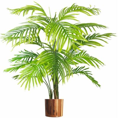 Leaf 130cm Artificial Areca Palm Tree - Extra Large with Copper Metal Planter - Unisex Leaf 130cm Artificial Areca Palm Tree - Extra Large with Copper Metal Planter - Unisex