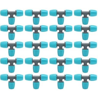 TEHTUY 20 pieces 16mm PE hose connector tee irrigation hose tee for greenhouses, gardens, and agriculture, 9.3x6CM TEHTUY 20 pieces 16mm PE hose connector tee irrigation hose tee for greenhouses, gardens, and agriculture, 9.3x6CM