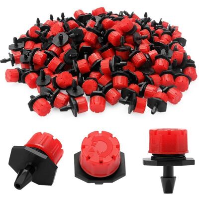 SNQ 200 Pieces Adjustable Irrigation Drippers, Micro Plastic Drip Irrigation Drippers for Watering, Sprinkler Heads for Flower Beds, Gardens, Lawns, Red SNQ 200 Pieces Adjustable Irrigation Drippers, Micro Plastic Drip Irrigation Drippers for Watering, Sprinkler Heads for Flower Beds, Gardens, Lawns, Red
