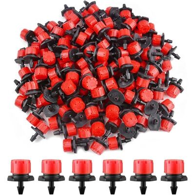 TEHTUY 200pcs Adjustable Irrigation Drippers, 1/4'' Micro Flow Drip Irrigation System Drip Head Mist Nozzles for Vegetable Gardens or Flower Beds (Red) TEHTUY 200pcs Adjustable Irrigation Drippers, 1/4'' Micro Flow Drip Irrigation System Drip Head Mist Nozzles for Vegetable Gardens or Flower Beds (Red)
