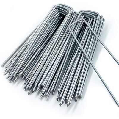 Linghhang - 20pcs U-Shaped Garden Pegs (150mm Long, 40mm Wide, 3mm Diameter) Mulch Fixing Stakes, for Weed Control Sheets, Camping Stakes, Garden Linghhang - 20pcs U-Shaped Garden Pegs (150mm Long, 40mm Wide, 3mm Diameter) Mulch Fixing Stakes, for Weed Control Sheets, Camping Stakes, Garden