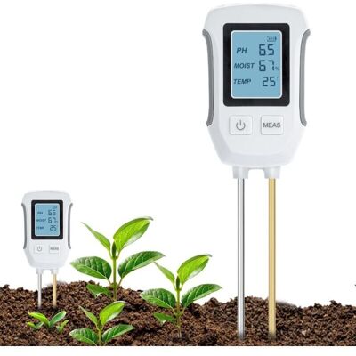 TEHTUY 3-in-1 pH Soil Tester, Acid-Base Soil Detector, Temperature and Humidity Measurement with Backlit LCD Display, Compatible with Gardening/Potting TEHTUY 3-in-1 pH Soil Tester, Acid-Base Soil Detector, Temperature and Humidity Measurement with Backlit LCD Display, Compatible with Gardening/Potting