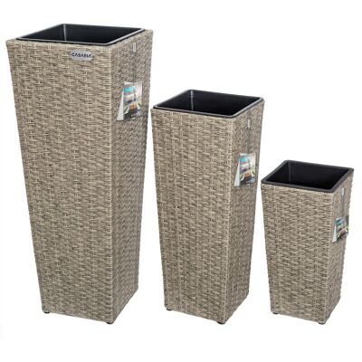 Deuba CASARIA® 3x Rattan Plant Pots Flower Box Set Water Drainage with Lock Wicker Look Indoor Outdoor Flower Boxes Entrance Decoration Black, Brown, Cream Deuba CASARIA® 3x Rattan Plant Pots Flower Box Set Water Drainage with Lock Wicker Look Indoor Outdoor Flower Boxes Entrance Decoration Black, Brown, Cream