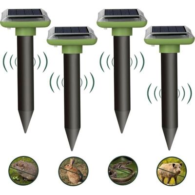 Ymyny - 4-Pack Solar Mouse Repellent, Solar Ultrasonic Mouse Repellent, IP66 Waterproof Ultrasonic Snake Repellent for Pest Control in Garden and Lawn Ymyny - 4-Pack Solar Mouse Repellent, Solar Ultrasonic Mouse Repellent, IP66 Waterproof Ultrasonic Snake Repellent for Pest Control in Garden and Lawn