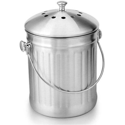 ODIPIE 5-liter stainless steel compost bucket – Double-layer activated carbon filter – Dome lid – Soft carrying handle ODIPIE 5-liter stainless steel compost bucket – Double-layer activated carbon filter – Dome lid – Soft carrying handle