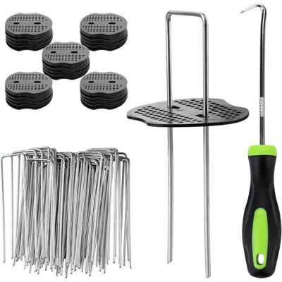 Mumu - 50 Garden Bars with 50 Washers - Galvanized Steel Fixing Bars for Mulch and Garden Sheet, Wire Mesh and Netting - 150x36mm ø 3mm Mumu - 50 Garden Bars with 50 Washers - Galvanized Steel Fixing Bars for Mulch and Garden Sheet, Wire Mesh and Netting - 150x36mm ø 3mm