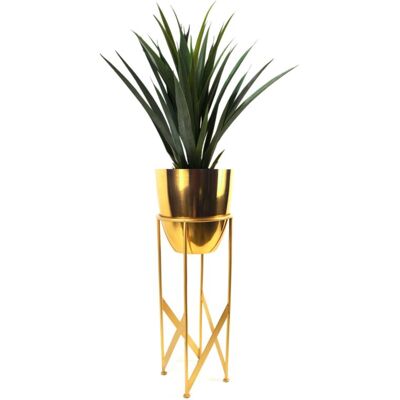 Unbranded 90cm Gold Planter with Artificial Yukka Plant - Plant Pot Unbranded 90cm Gold Planter with Artificial Yukka Plant - Plant Pot