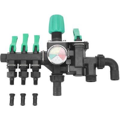 TEHTUY Agricultural pesticide sprayer separator with shut-off valve pressure gauge 3-way hose splitter for livestock farming and aquaculture TEHTUY Agricultural pesticide sprayer separator with shut-off valve pressure gauge 3-way hose splitter for livestock farming and aquaculture