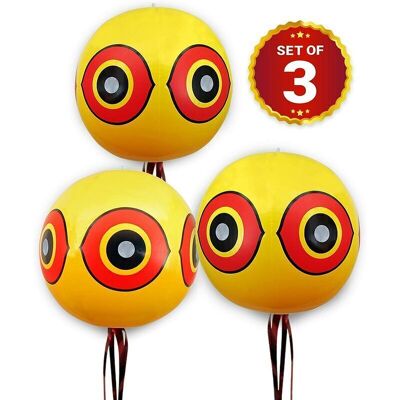 SNQ Anti-pigeon balloons – Scarecrow – Keeps away pigeons, crows and other birds – For use with ultrasound, spikes or netting – Pack of 3 SNQ Anti-pigeon balloons – Scarecrow – Keeps away pigeons, crows and other birds – For use with ultrasound, spikes or netting – Pack of 3